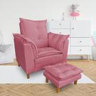 Kit Poltrona Amamentação Sara + Puff Suede Rosa Dal Poz Estof
