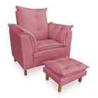 Kit Poltrona Amamentação Sara + Puff Suede Rosa Dal Poz Estof