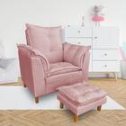 Kit Poltrona Amamentação Sara + Puff Veludo Rose Dal Poz Esto