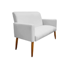 Kit Poltrona Com Namoradeira Decorativa Malibu Suede Branco