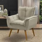 Kit Poltrona Com Puff Decorativo Recepção Opala Suede Bege