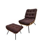 Kit Poltrona Com Puff Decorativos Costela Suede Marrom