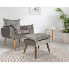 Kit Poltrona Com Puff Opala Composê Bordado Castor Com Veludo