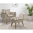 Kit Poltrona Com Puff Opala Composê Triângulo Bege Com Veludo