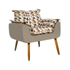 Kit Poltrona Com Puff Opala Composê Triângulo Bege Com Veludo