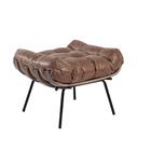 Kit Poltrona Costela Com Puff Para Sala Couro Puro Mel