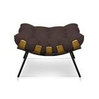 Kit Poltrona Costela Com Puff Para Sala Suede Marrom