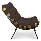 Kit Poltrona Costela Com Puff Para Sala Suede Marrom