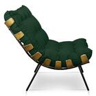 Kit Poltrona Costela Com Puff Para Sala Suede Verde