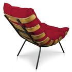 Kit Poltrona Costela Com Puff Para Sala Suede Vermelho