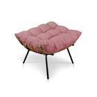 Kit Poltrona Costela Com Puff Para Sala Veludo Rose