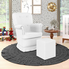 Kit Poltrona De Amamentação Pandora E Izar A-013 Couro Branco