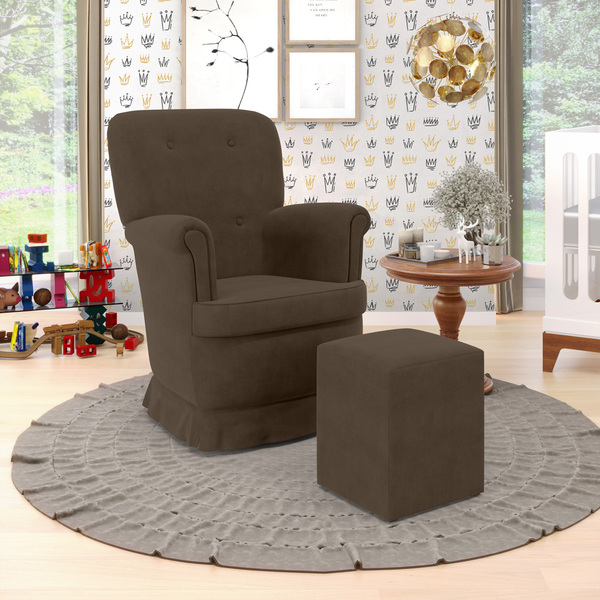 Kit Poltrona De Amamentação Pandora E Izar Z-006 Sued Capucci