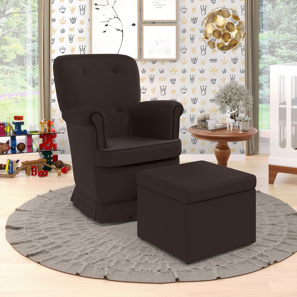 Kit Poltrona De Amamentação Pandora E Quasar A-011 Couro Marr