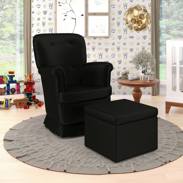 Kit Poltrona De Amamentação Pandora E Quasar N-024 Veludo Pre