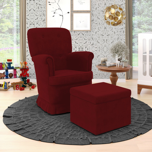 Kit Poltrona De Amamentação Pandora E Quasar Z-001 Sued Verme