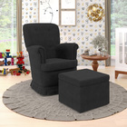 Kit Poltrona De Amamentação Pandora E Quasar Z-008 Sued Cinza