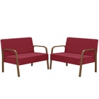 Kit Poltrona Decorativa 2 Namoradeiras Jade Braço Madeira D S