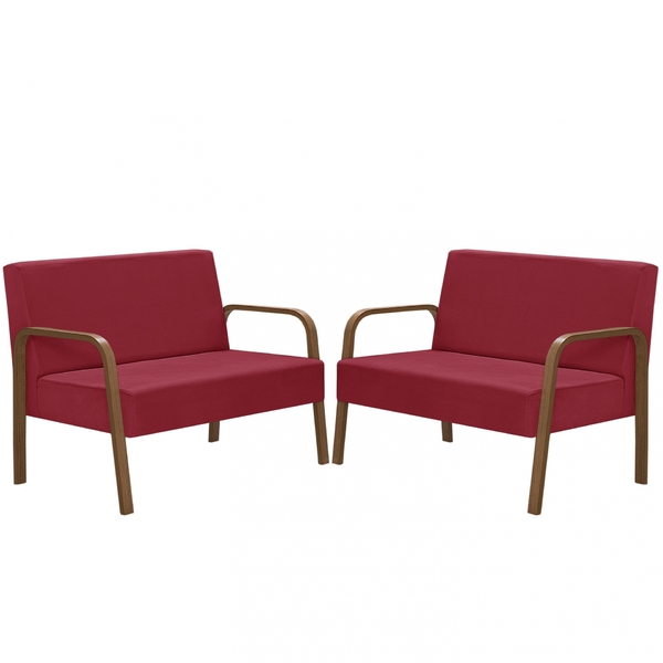 Kit Poltrona Decorativa 2 Namoradeiras Jade Braço Madeira D S