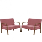 Kit Poltrona Decorativa 2 Namoradeiras Jade Braço Madeira D S