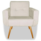 Kit Poltrona Decorativa Anitta Com Puff Redondo Pés Madeira S