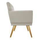 Kit Poltrona Decorativa Aurora Com Puff Redondo Pés Madeira S