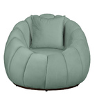 Kit Poltrona Decorativa C/puff E Almofada  Concha Veludo Acqu