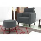 Kit Poltrona Decorativa Chicago Com Puff - Cinza Veludo