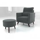 Kit Poltrona Decorativa Chicago Com Puff - Cinza Veludo