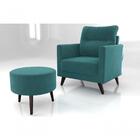 Kit Poltrona Decorativa Chicago Com Puff - Verde Veludo