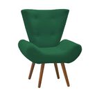 Kit Poltrona Decorativa Com Puff Bella Pés Madeira Suede Verde
