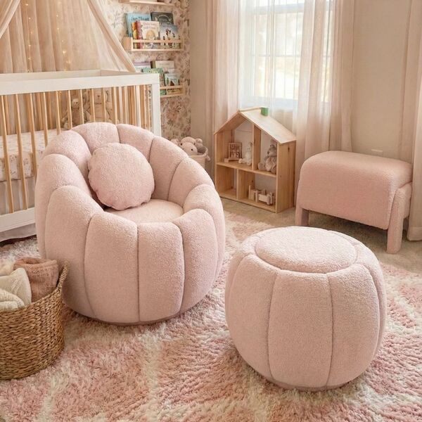 Kit Poltrona Decorativa Concha C/almofada E Puff Boucle Abobo