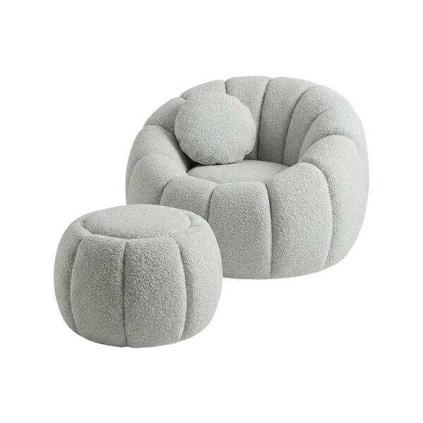 Kit Poltrona Decorativa Concha C/almofada E Puff Boucle Abobo