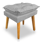 Kit Poltrona Decorativa E Puff Opala Luxo Linho Cinza Dal Poz