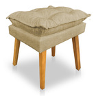 Kit Poltrona Decorativa E Puff Opala Luxo Linho Dourado Dal P