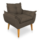 Kit Poltrona Decorativa E Puff Opala Luxo Linho Marrom Dal Po