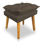 Kit Poltrona Decorativa E Puff Opala Luxo Linho Marrom Dal Po