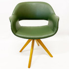 Kit Poltrona Decorativa Eduarda Cor Verde Oliva Base Madeira