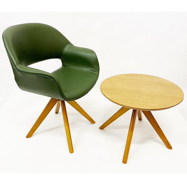 Kit Poltrona Decorativa Eduarda Cor Verde Oliva Base Madeira