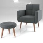 Kit Poltrona Decorativa Havana Com Puff - Cinza Veludo