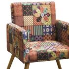 Kit Poltrona Decorativa Larissa Com Puff Estampado Patchwork