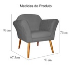 Kit Poltrona Decorativa Marcela E Puff Isabela Suede Cinza