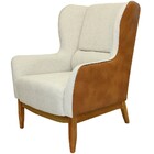 Kit Poltrona Decorativa Milena Com Puff Viseo D02 Linho Bege