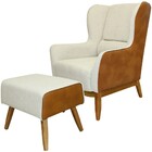 Kit Poltrona Decorativa Milena Com Puff Viseo D02 Linho Bege