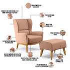 Kit Poltrona Decorativa Milena D02 Com Puff Viseo Linho Rosê