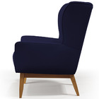 Kit Poltrona Decorativa Milena D02 Com Puff Viseo Veludo Azul