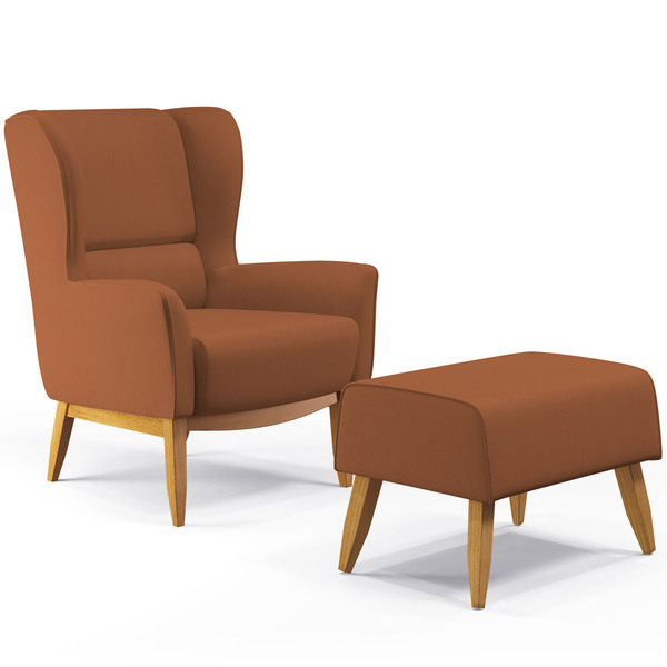 Kit Poltrona Decorativa Milena D02 Com Puff Viseo Veludo Telh