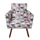 Kit Poltrona Decorativa Nina E Puff Retangular Triângulo Rosa