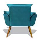 Kit Poltrona Decorativa Opala C/puff Redondo Azul Turquesa