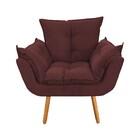 Kit Poltrona Decorativa Opala Deluxe Com Puff Redondo Suede M